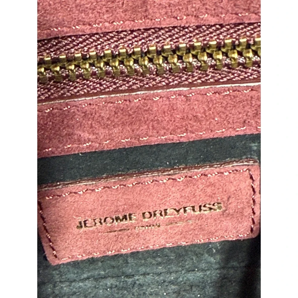 Jerome Dreyfuss LuLu Burgundy Embossed Leather Snakeskin Shoulder Bag Crossbody